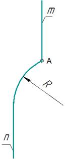 Сопряжение окружности и прямой дугой радиуса 10 мм